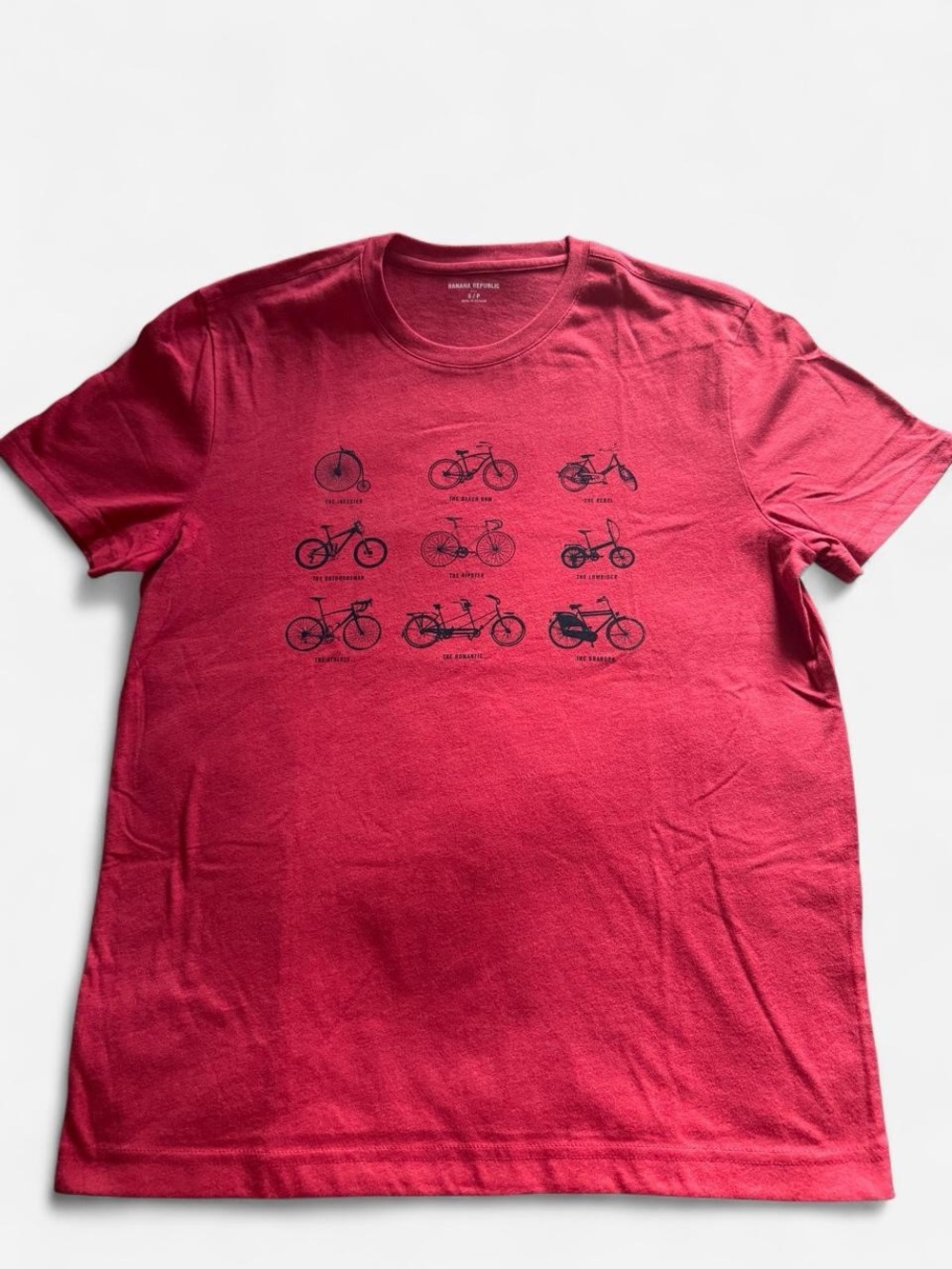 Banana Republic Red Short-Sleeve Graphic Tee with Bicycle Print